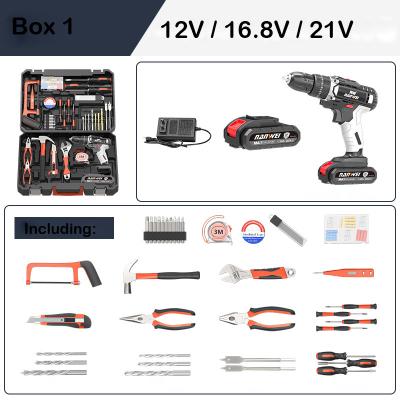 China 12V Household Home DIY Repair Dual Speed ​​Lithium Drill Set Electric Mini Set Kit Include Screwdriver, Hammer for sale