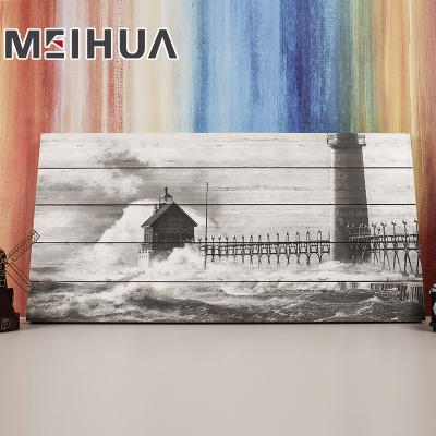 China New Simple Classic Living Room Wall Decor Landscape Design With UV Print On Wooden Wall Art for sale