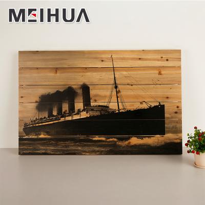 China Modern Simple Custom Natural Wood Art Painting With UV Print On Wood Wall Art for sale