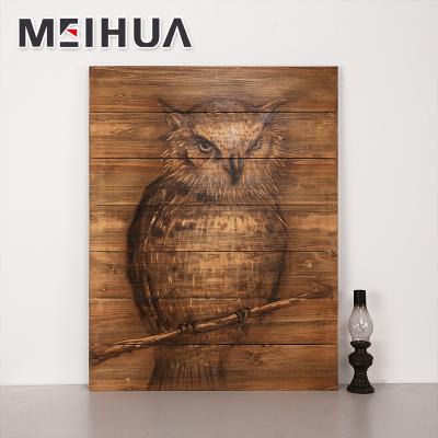 China Modern Art and Owl Handicraft Sculptures Wall Wood Plaque Decor for sale