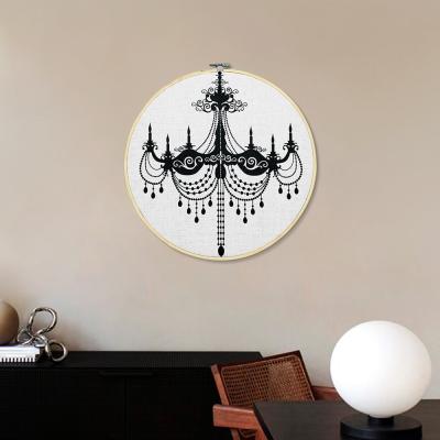 China Modern Best Selling Cheap Wall Art Embroidery Canvas Black And White Embroidery Hoop for sale