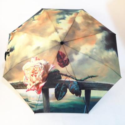 China Minimalist Customize Printing Umbrella OEM Design Auto Open Heat Transfer Stick Umbrella Gift Umbrellas With Full Color Printing for sale