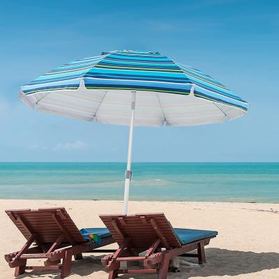 China 6.5FT Traditional Beach Umbrella, Sun Protection Windproof Ventilation Umbrellas with Sand Anchor, Tilt, Carry Bag, for Beach Travel for sale