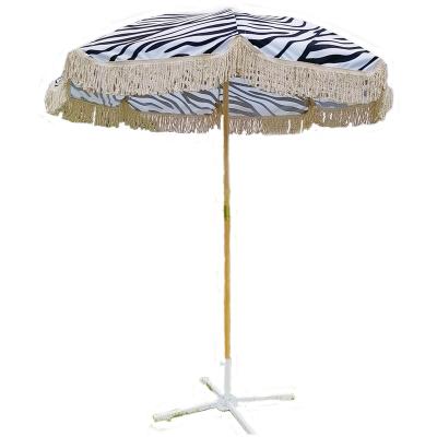 China New Zealand Black Beach CLASSIC Striped Custom Umbrella Tassels Outdoor Parasol Met Kwastjes Vintage Sun Umbrella For Garden for sale