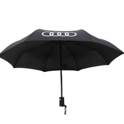 China Minimalist Automatic Compact Umbrella With Logo Printing For Car Advertising OEM Triple Umbrella For Supermarket for sale