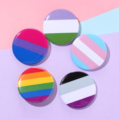 China Advertising Rainbow Pin Button Gay Badge Tinplate Badge Lapel Denim LGBT Brooches for sale