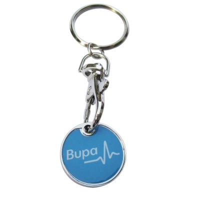 China Shopping Trolley Coin Key Chain CustomTrolley Metal Promo Coin Keychains for sale