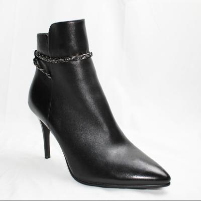 China Anti-odor autumn and winter fashion thin high heel chain zipper headed short boots for sale