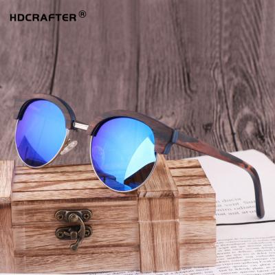 China Handmade polarized unisex classic round wholesaler 2021 Peggy kirin sun shades custom fashion sunglasses bamboo wood glass retro new for sale