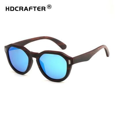 China Custom Made Eco-Friendly Handmade Wooden River Sunglasses Men Natural Unisex Classic Round Glass Retro Shading Hot Sales CE 2021 for sale