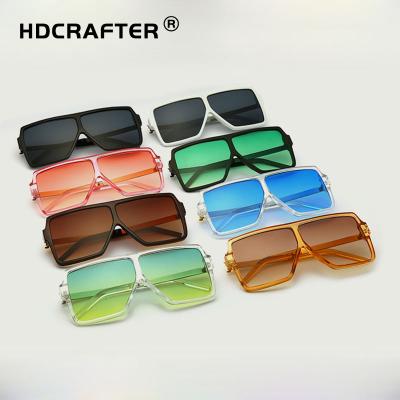 China Fashion HDCRAFTER Sunglasses UV400 Transparent Square Oversized Protective Outdoor Casual Sunglasses Custom Logo for sale