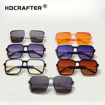 China New Fashion HDCRAFTER Sunglasses Metal Leg Half Frame UV400 Sunglasses Leisure Square Oversized Protective Outdoor Sunglasses for Men and Women for sale