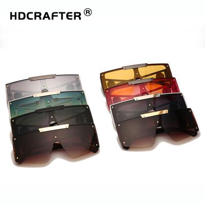 China Fashion Sunglasses HDCRAFTER Shape Gradient Semi Frameless Oversized Outdoor Casual Sunglasses UV400 Sunglasses Hollow Out Mirror Legs for sale