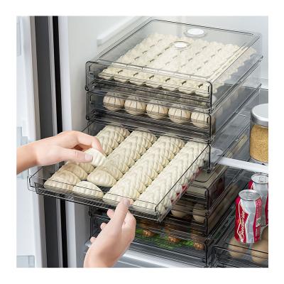 China Eco Friendly New Arrival Sustainable Dumpling Box Transparent Plastic Food Box Storage Containers With Drawer for sale