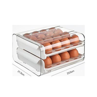 China Stackable Freshness Preservation Drawer Double Layer Egg Box Refrigerator Storage Box for sale