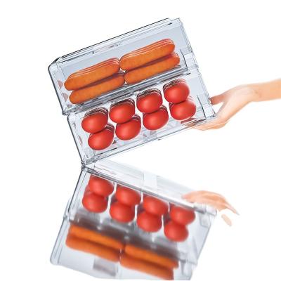 China Low temperature resistance plastic PET storage box, refrigerator storage box for family kitchen, new drainage design. for sale