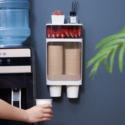 China Cup Holder Portavasos Portavasos De Papel Wall Mountable Kitchen Disposable Plastic Coffee Paper Cup Holder Dispenser Stand for sale