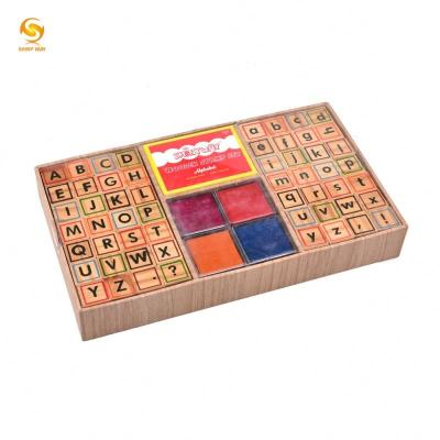 China Shinyway Wooden Letter Material Wooden Stamp Kids Name Craft Wooden Rubber Stamp for Children for sale