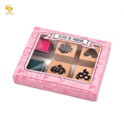 China Shinyway Wooden Material Wooden Stamp Set Craft Wooden Rubber Stamps Customized Decoration Wooden Stamp For Kids for sale