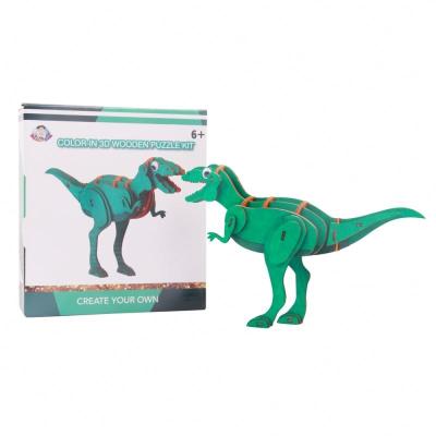 China DIY TOY Factory manufacturing shinyway children's toy coloring craft set 3d puzzle toy dinosaur 3d wooden diy puzzle for sale