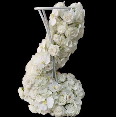 China White Fabric Jane Love Orchids Rose Arrangement Artificial Flower Stand Wedding Decoration for sale