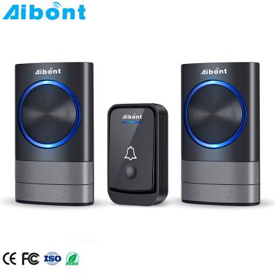 China Modern AC 110-220v 80db Wireless Bell Doorbell 1 Transmitter 2 Battery 200m Receiver Waterproof Modern for sale