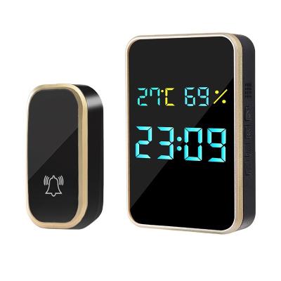 China Wireless Doorbell 38 Ring Tong Smart Door Bell Chime Factory Selling Diverse Thermometer Hygrometer Modern Clock for sale