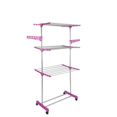 China New Arrival Most Popular 3 Tier Clothes Rack Easy Foldable Clothes Rack Stainless Clothes Rack Display for sale