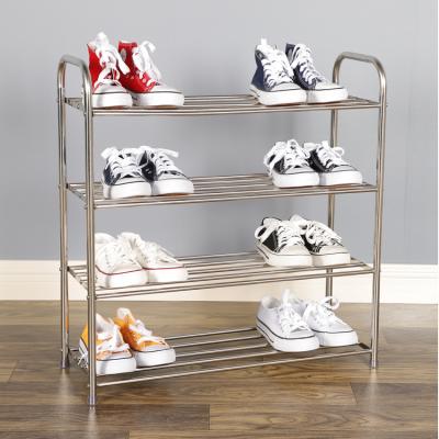 China Four-Layer (Height) Adjustable Stainless Steel Shoe Rack With Good Stability, Home Dorm Freestanding Shoe Rack for sale