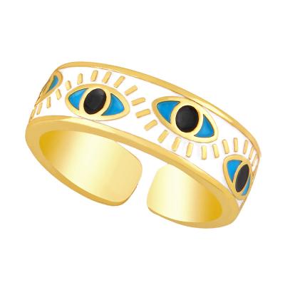 China BOHEMIA Cheapest Gold Plated Adjustable Evil Eye Rings Personality Rings For Women for sale