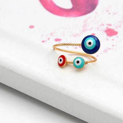 China BOHEMIA Cheapest Gold Plated Adjustable Evil Eye Rings Personality Rings For Women for sale