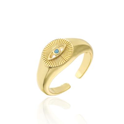 China BOHEMIA Cheapest Gold Plated Adjustable Evil Eye Rings Personality Rings For Women for sale