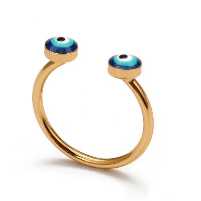 China BOHEMIA Cheapest Gold Plated Adjustable Evil Eye Rings Personality Rings For Women for sale