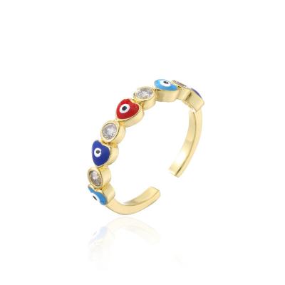 China BOHEMIA Cheapest Gold Plated Adjustable Evil Eye Rings Personality Rings For Women for sale