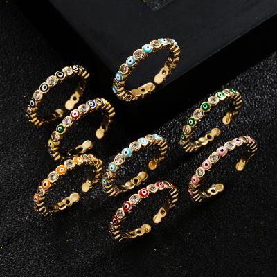 China BOHEMIA Cheapest Gold Plated Adjustable Evil Eye Rings Personality Rings For Women for sale