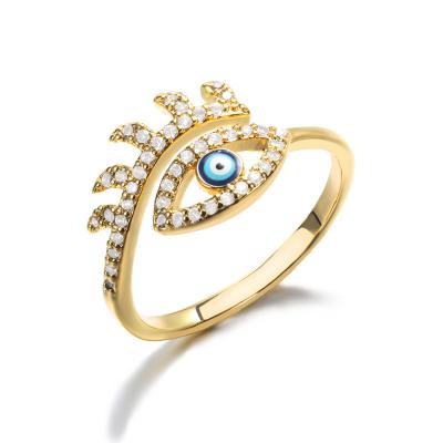 China BOHEMIA Cheapest Gold Plated Adjustable Evil Eye Rings Personality Rings For Women for sale