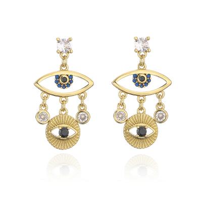 China Hot Selling BOHEMIA Gold Plated Evil Eye Earrings Celebrity Evil Eye Earrings For Women for sale