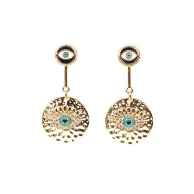 China Hot Selling BOHEMIA Gold Plated Evil Eye Earrings Celebrity Evil Eye Earrings For Women for sale