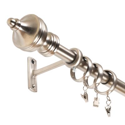 China Transitional Home Decoration Single Curtain Pole With Brushed Nickel Plated Finial for sale