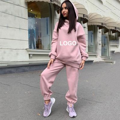 China Breathable Breathable 2 Piece Hoodies Long Sleeve Loungewear Women Sets Jogging Tracksuit Suits Wear Training 2021 for sale