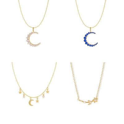 China BOHEMIA Amazon Fashion Jewelry S925 Sterling Silver Star Moon Necklace Temperament Hot Selling Gold Plated Necklace Luxury Jewelry for sale