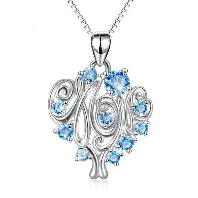 China CLASSIC Sapphire Letter Necklace Mother's Day Gift 925 Silver Fashion Jewelry Factory Direct Sales Tree For Life for sale