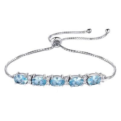 China BOHEMIA Sea Charm Confession Romantic Gift 925 Sterling Silver Sky Blue Topaz Blue Bracelet Valentine's Day Gift for sale