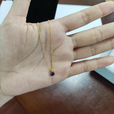 China 2022 New CLASSIC Color Zircon Wholesale 925 Popular Gold Plated Sterling Silver Round Pendant Necklace Party Gift Jewelry for sale