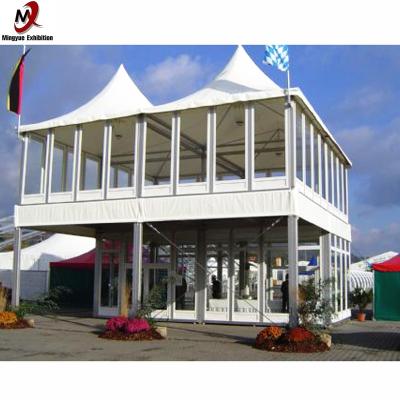 China High Class Luxury Double Decker Aluminum Structure Party Tent With Stained Glass for sale