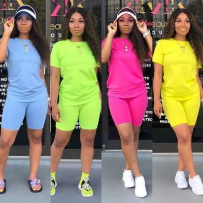 China New Arrivals QUICK DRY 2022 Summer Womens Clothing Clothes 2022 Trending Womens Biker Shorts Set Summer Outfit Womens 2 Two Piece Short Set for sale