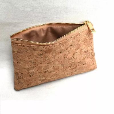 China Biodegradable Portugal Imported Stone Cork Change Purse Personalized 100% Cork Coin Pouch Small Flat Biodegradable Cork Cosmetics Storage Bag for sale