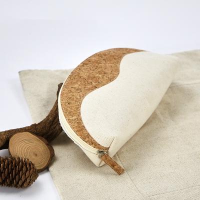 China 100% Organic Eco-Friendly RPET Recycled Natural Cotton Canvas Zipper Tote Canvas Pouches Cork Toiletry Bag for sale