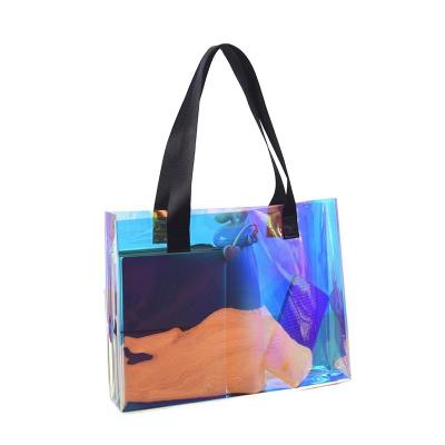 China PVC Jelly Bag Candy Colors Soft TPU Customer Shoulder Bag Tote Bag Lightweight Waterproof Hologram TPU Beach Laser Lady OEM for sale