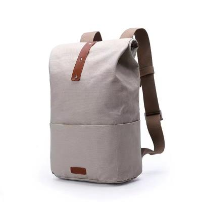 China High Quality Laptop Rucksack Leather Cylinder Office Backpack Waterproof Waxed Durable Canvas Daypack For Gift Customized for sale